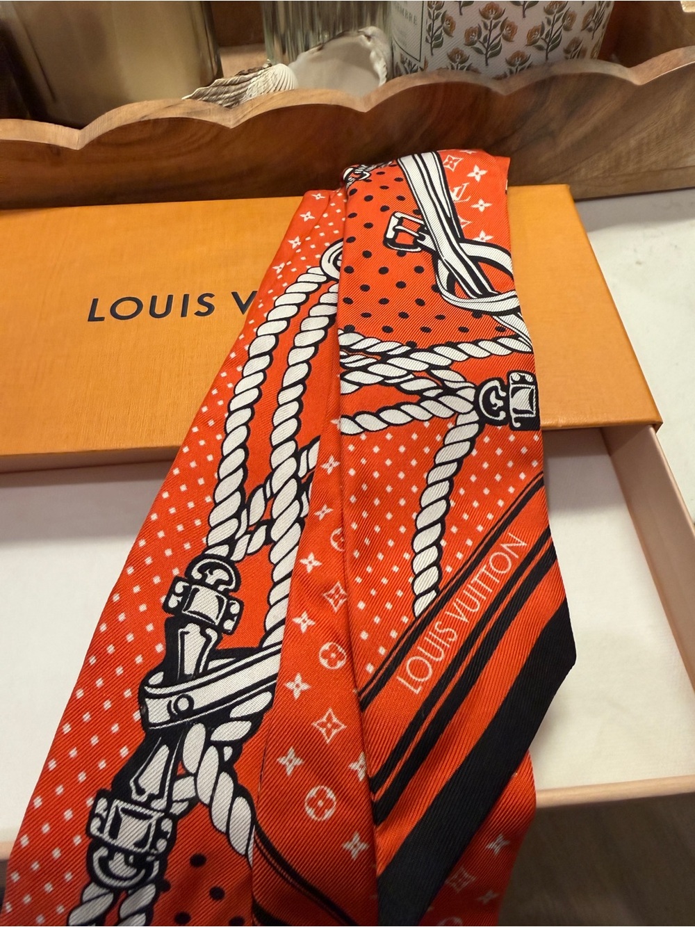 Louis Vuitton Orange Monogram Rope-Print Silk Bandeau